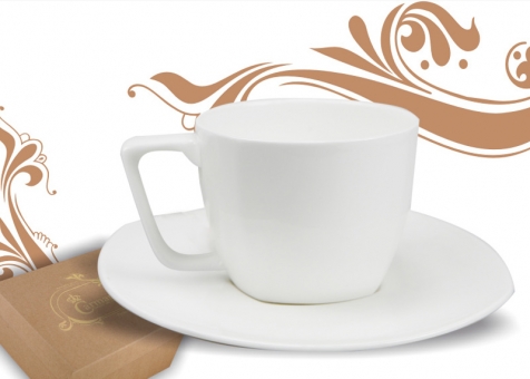 Filiżanka biała ze spodkiem Carmani 738-0001