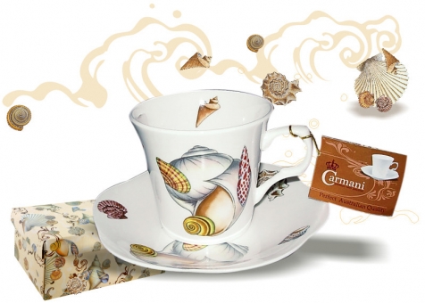 Filiżanka ze spodkiem muszelki Carmani 738-1009