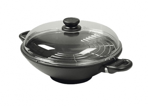 WOK tytanowy z pokrywą żaroodporną - 32 cm/11 cm SKK