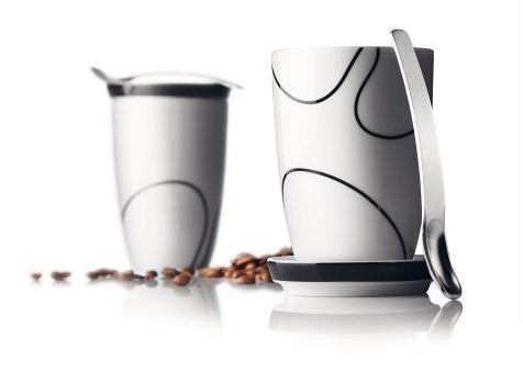 Komplet termokubki 210ml,spodki,łyżeczki Black Contour MENU