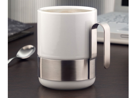 Kubek do kawy Auerhahn,stal mat./porcelana