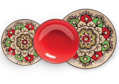 Zestaw 3 talerzy red MEDITERRANEO Egan