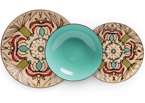Zestaw 3 talerzy turkus MEDITERRANEO Egan
