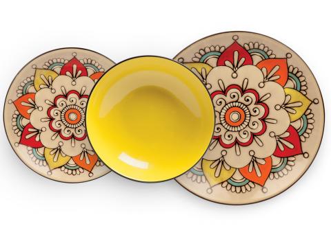 Kliknij aby powiększyć Zestaw 3 talerzy yellow MEDITERRANEO Egan