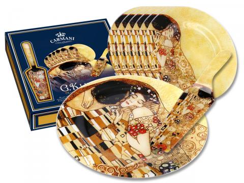 Zestaw G. Klimt Kiss (talerz na ciasto+6talerzyków deserowych+łopatka do ciasta)