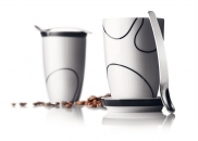 Komplet termokubki 210ml,spodki,łyżeczki Black Contour MENU