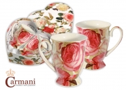Komplet 2 kubków w sercu kwiat róży Carmani 