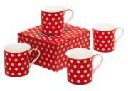 Komplet 4 czerwonych kubków Countess White Spot HEATH MCCABE