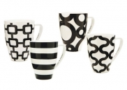 Komplet 4 kubków mix 340 ml Salt&Pepper Graphic