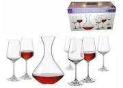 Karafka + 6 kieliszków do wina Sandra Bohemia