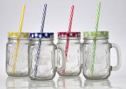 Kubek słoik do zimnych napojów ze słomką 400 ml